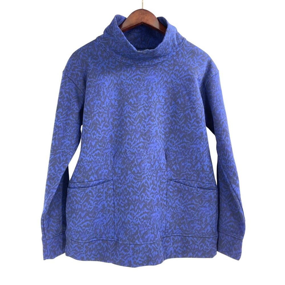 NWT Columbia Womens Medium Funnel Neck Pullover Sweater Blue Pockets Comfort
